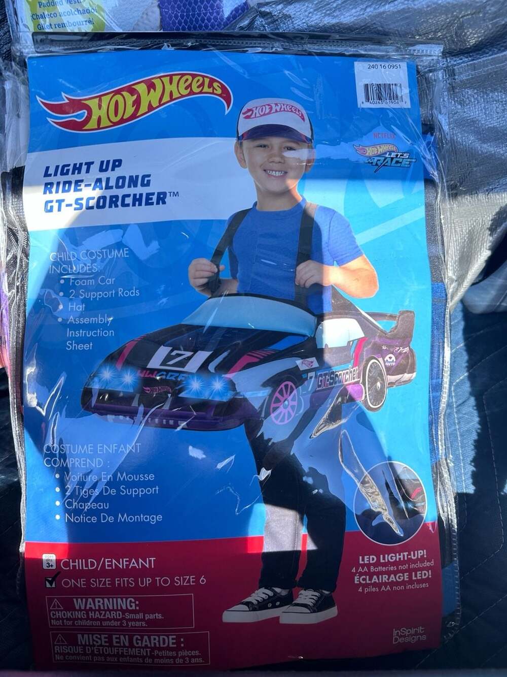 Hot Wheels Light Up Ride Along GT-Scorcher Costume Size Up To 6